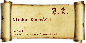 Nieder Kornél névjegykártya